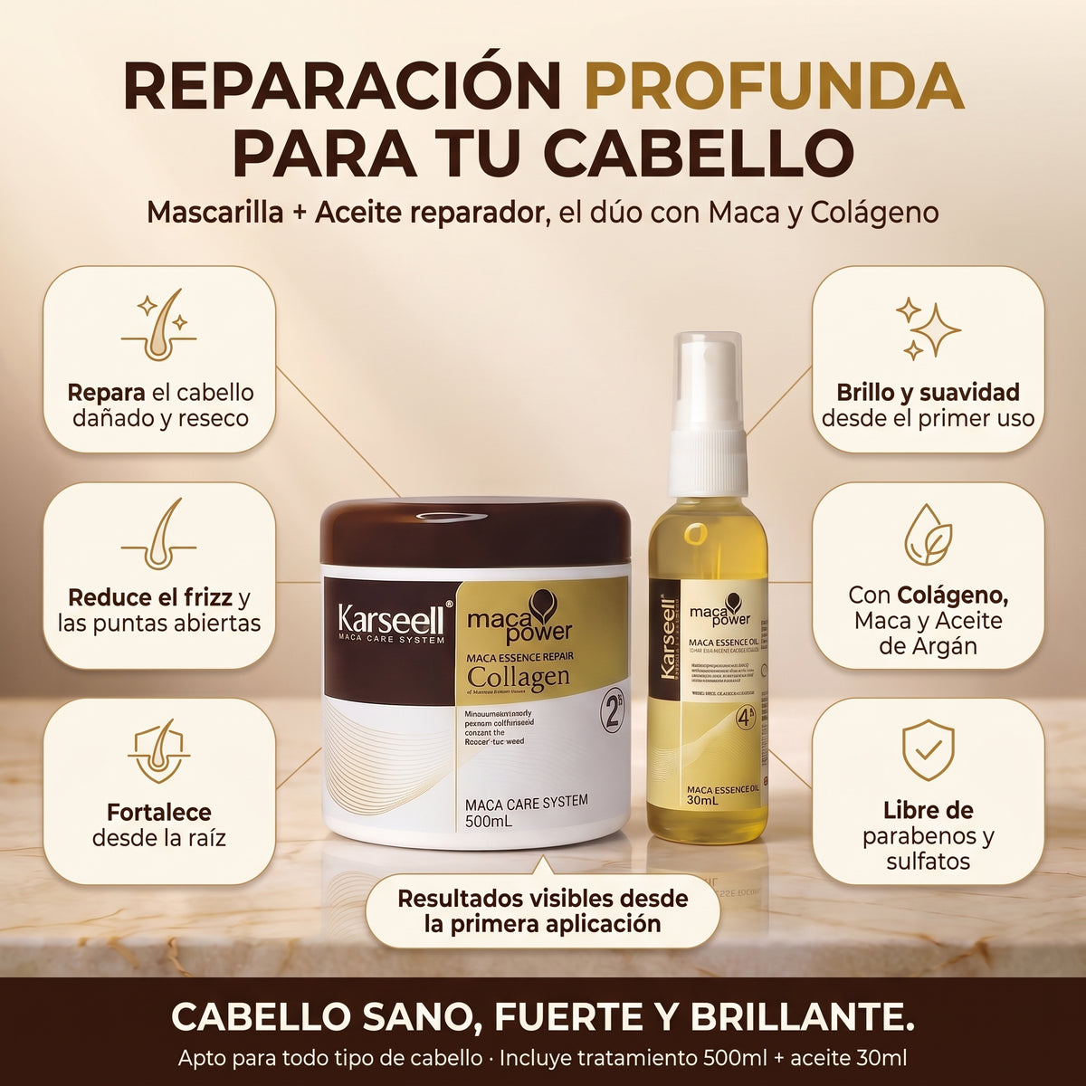 PROMO Karseell Maca Power Collagen + Aceite Reparador de Maca