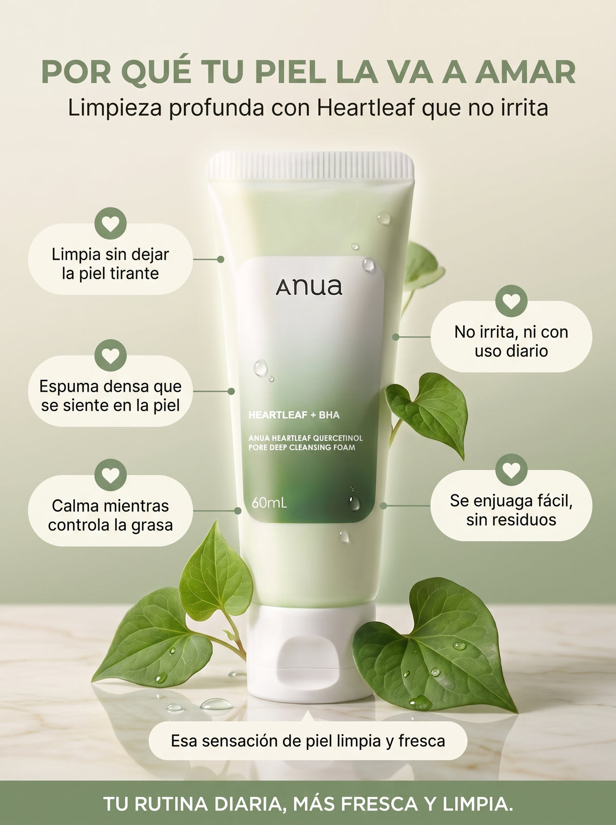 Limpiador Facial de Heartleaf + BHA ANUA