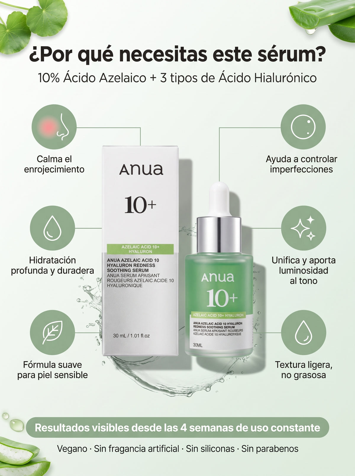 Sérum ANUA Ácido Azelaico 10% + Ácido Hialurónico