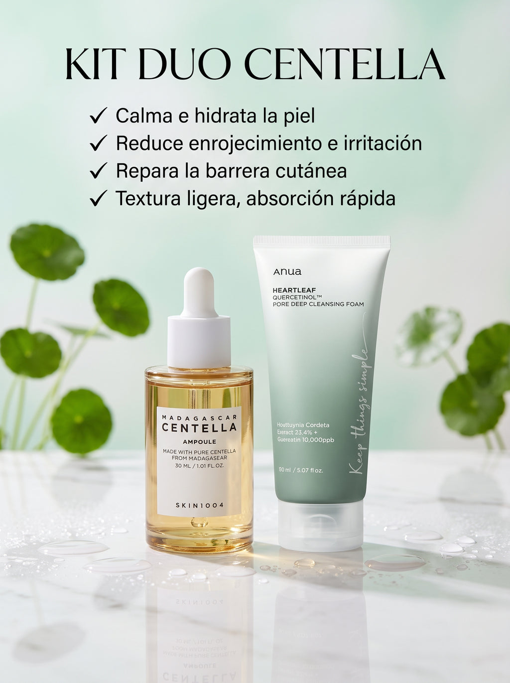 Kit Control de imperfecciones | Limpiador ANUA + Ampolla Centella